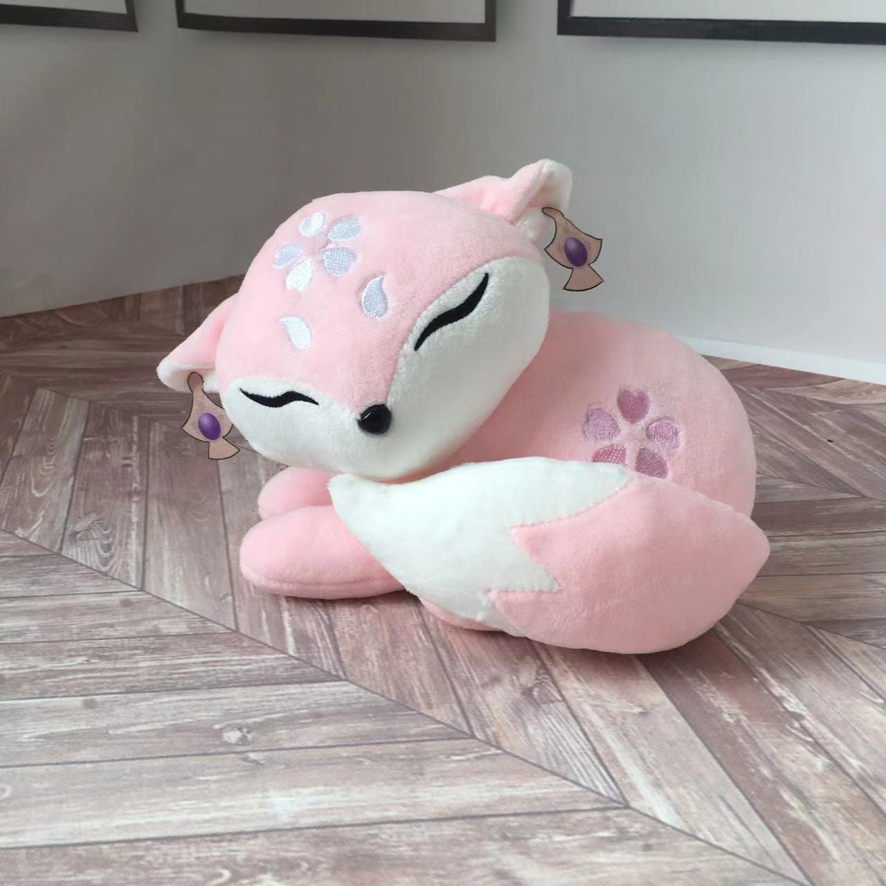 Grosse Peluche Renard Rose